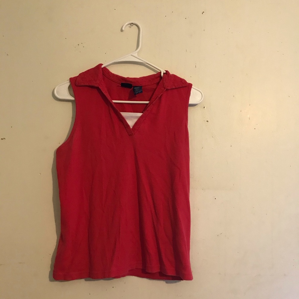 BASIC EDITIONS Red blouse size S/M